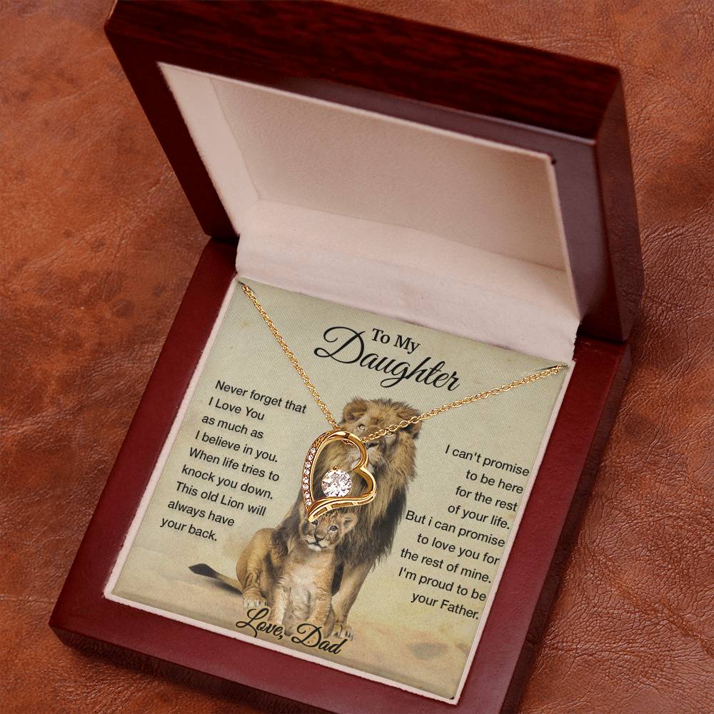 To My Daughter Necklace, Xmas Gift For Daughter From Dad, Daughter Father Lion