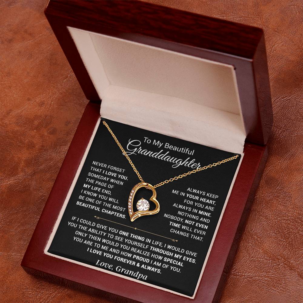 To My Granddaughter Necklace, Xmas Birthday Gift For Granddaughter From Grandpa 13_9_Black