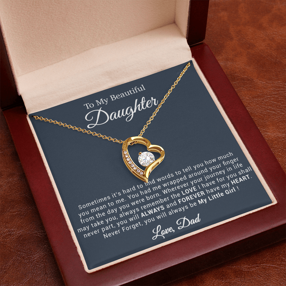 To My Daughter Necklace, Gift for Daughter from Dad, Father Daughter Necklace 20_4_Black