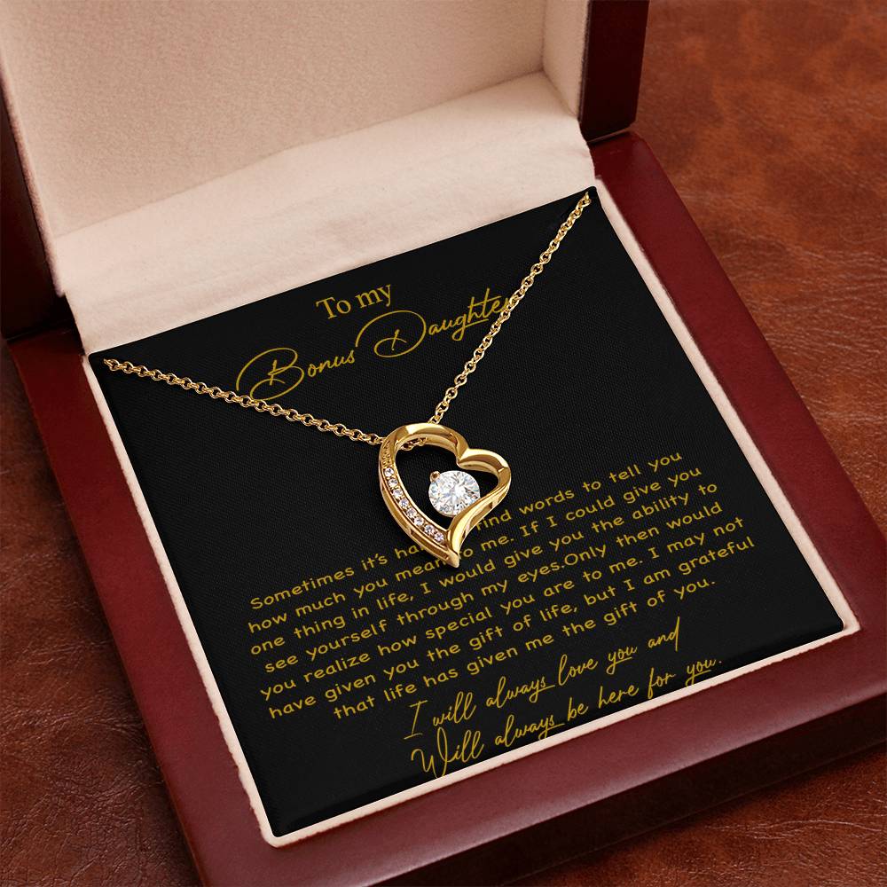 To my Bonus Daughter Necklace, Bonus Daughter, Step Daughter Gift 4-4_Gold