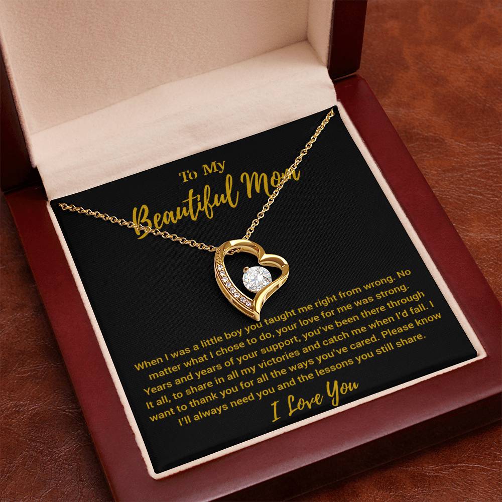 To My Beautiful Mom Necklace Mom Birthday Gift Mother's Day Gift Necklace For Mom From Son_Gold
