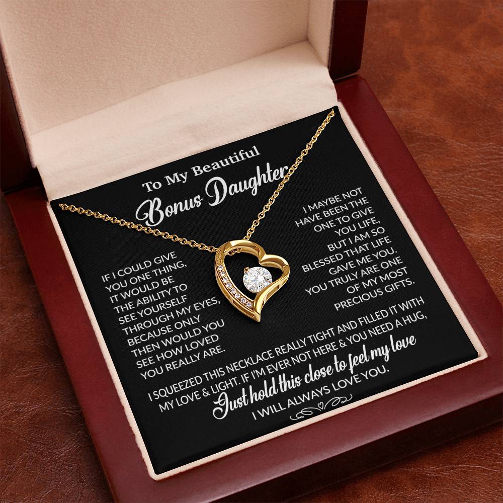 To My Bonus Daughter Necklace, Gift for Bonus Daughter, Step Daughter Birthday 1_10_Black
