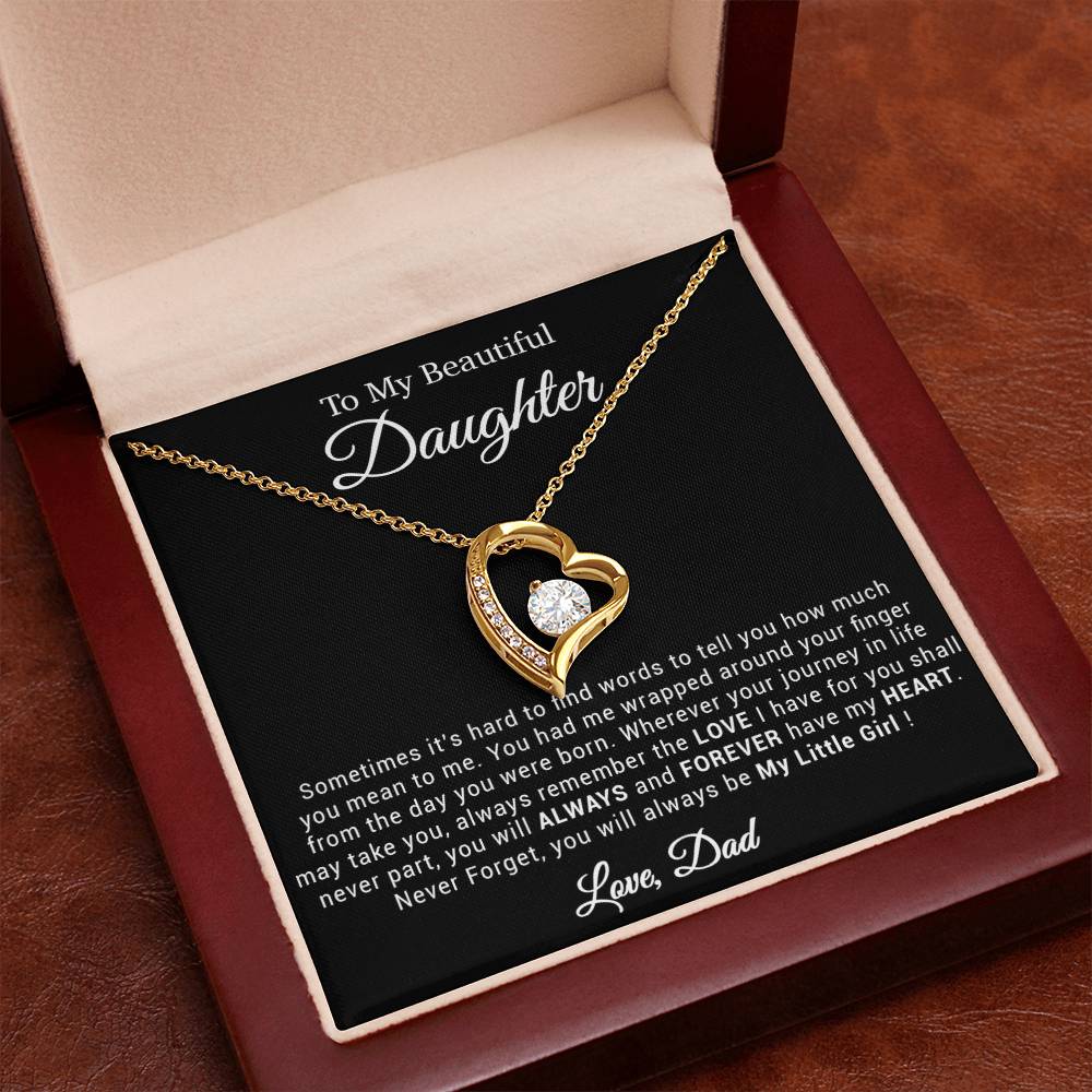 To My Daughter Necklace, Gift for Daughter from Dad, Father Daughter Necklace 21_4_Black