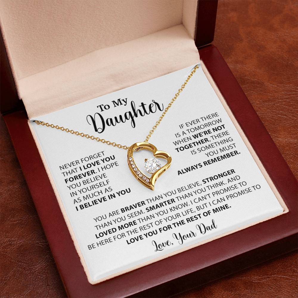 To My Daughter Necklace Gift for Daughter from Dad,Daughter Father Necklace 14_4_White