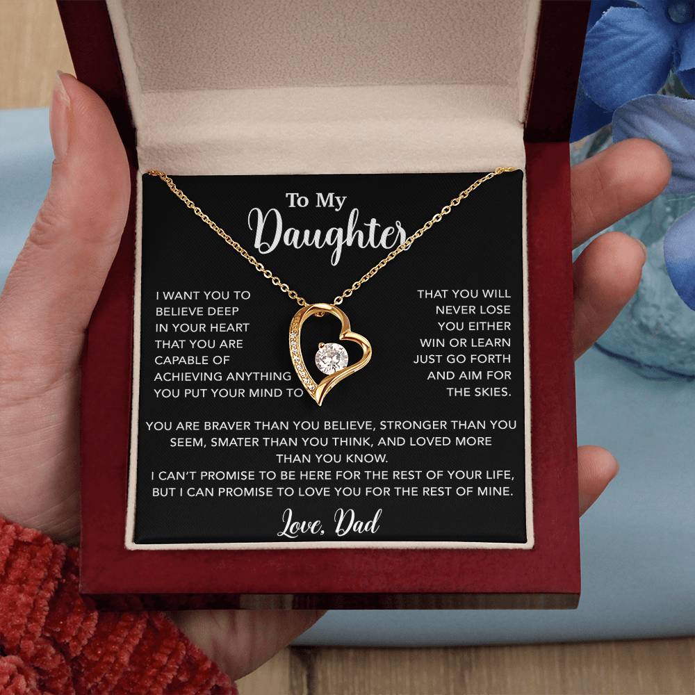 To My Daughter Necklace, Gift for Daughter from Dad, Father Daughter Necklace 18_5_Black
