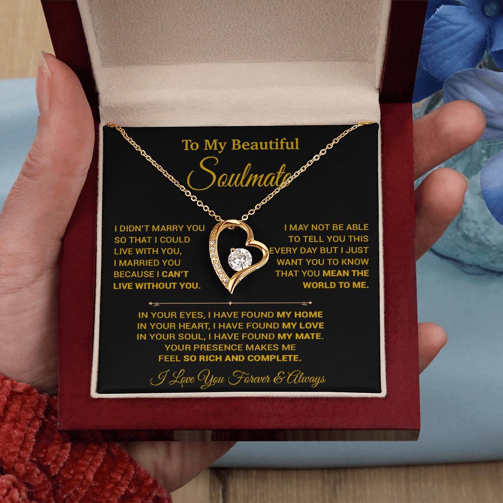 To My Soulmate Necklace, Gift For Wife, Soulmate Gift, Birthday Gift For Her