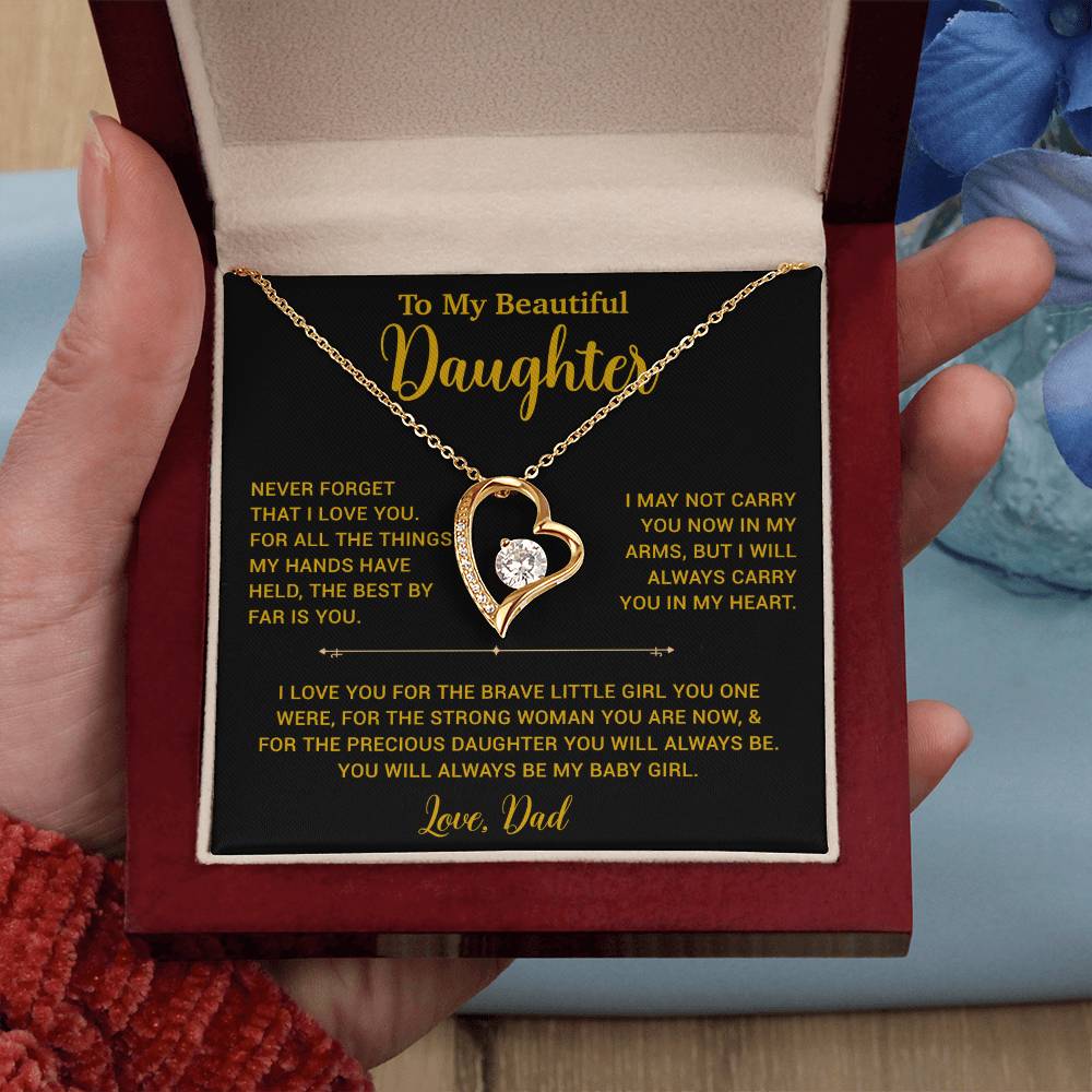 To My Daughter Necklace, Gift for Daughter from Dad, Father Daughter Necklace 14_6_Gold