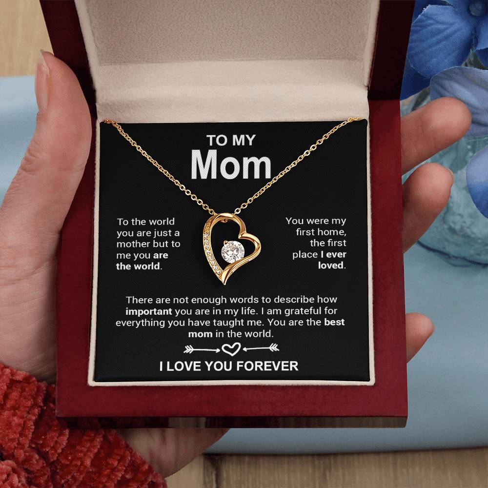 To My Mom Necklace, Mother's Day Gift, Anniversary Gift Valentines Gift_Black