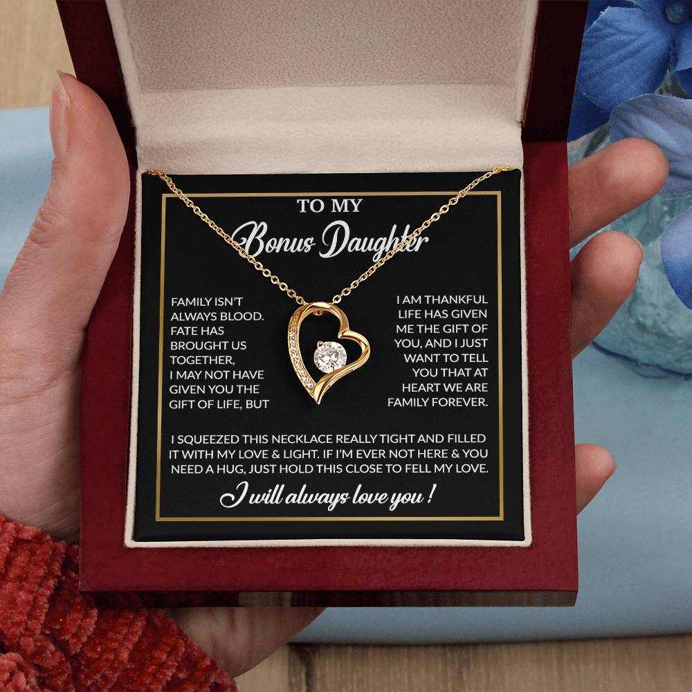 To My Bonus Daughter Necklace, Gift for Bonus Daughter, Step Daughter Birthday 3_12_Black
