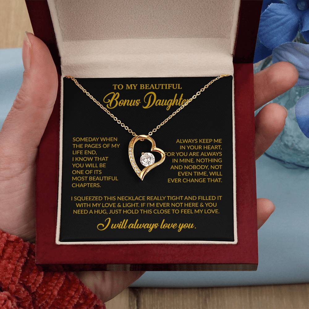 To My Bonus Daughter Necklace, Gift for Bonus Daughter, Step Daughter Birthday 25_11_Gold
