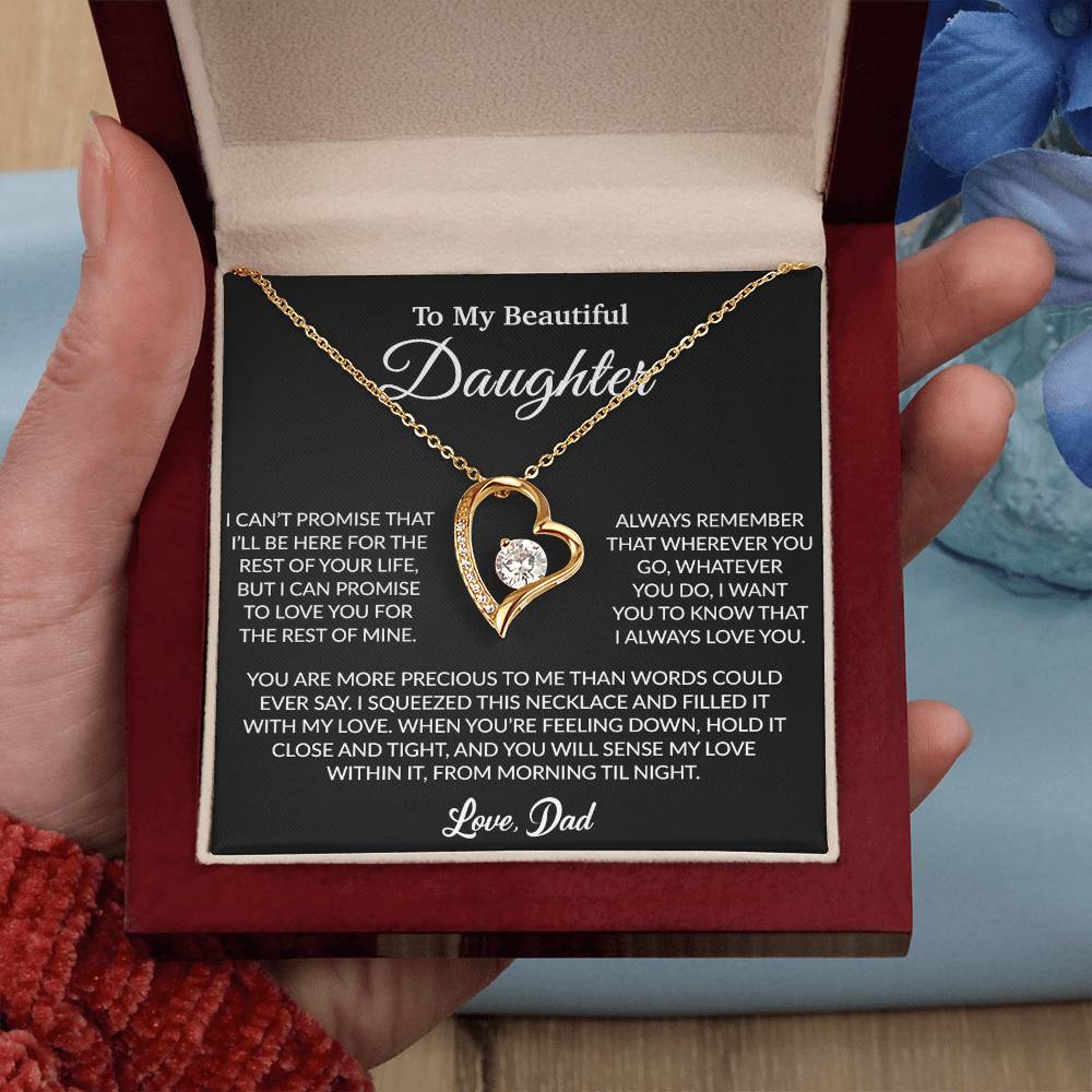 To My Daughter Necklace, Gift for Daughter from Dad, Father Daughter Necklace 8_6_Black