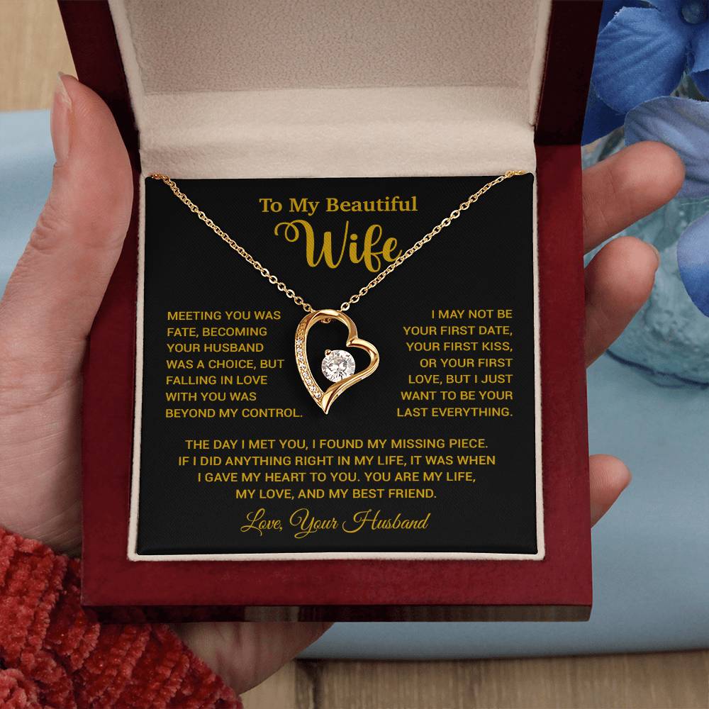 To My Wife Necklace, Wife Gift From Husband, Wife Husband Necklace, Christmas Gift 13_10_Gold