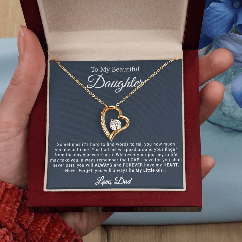 To My Daughter Necklace, Gift for Daughter from Dad, Father Daughter Necklace 20_4_Black