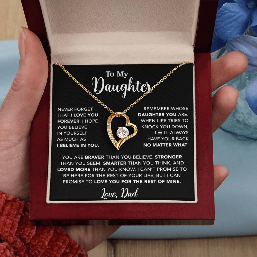 To My Daughter Necklace, Gift for Daughter from Dad, Father Daughter Necklace 7_4_Black