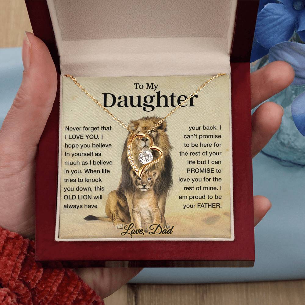 To My Daughter Necklace, Xmas Gift For Daughter From Dad, Daughter Father Lion