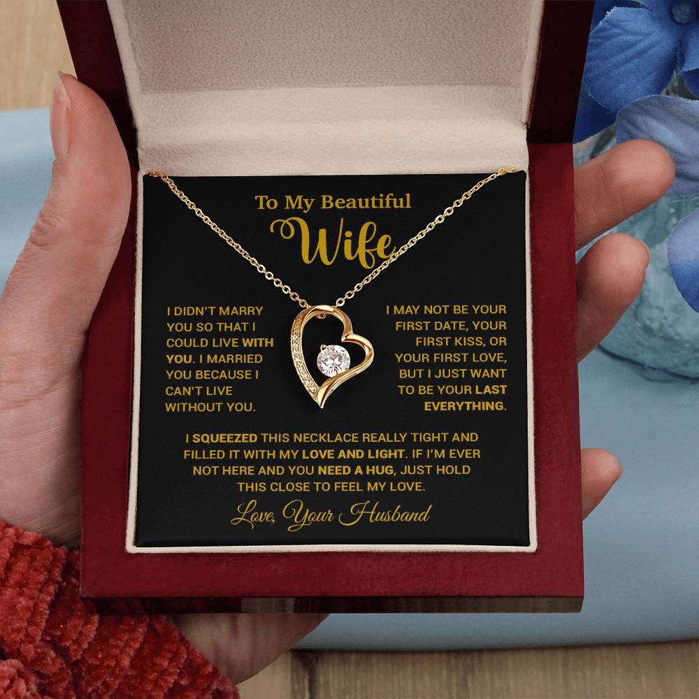 To My Wife Necklace, Wife Gift From Husband, Wife Husband Necklace, Christmas Gift 25_9_Gold
