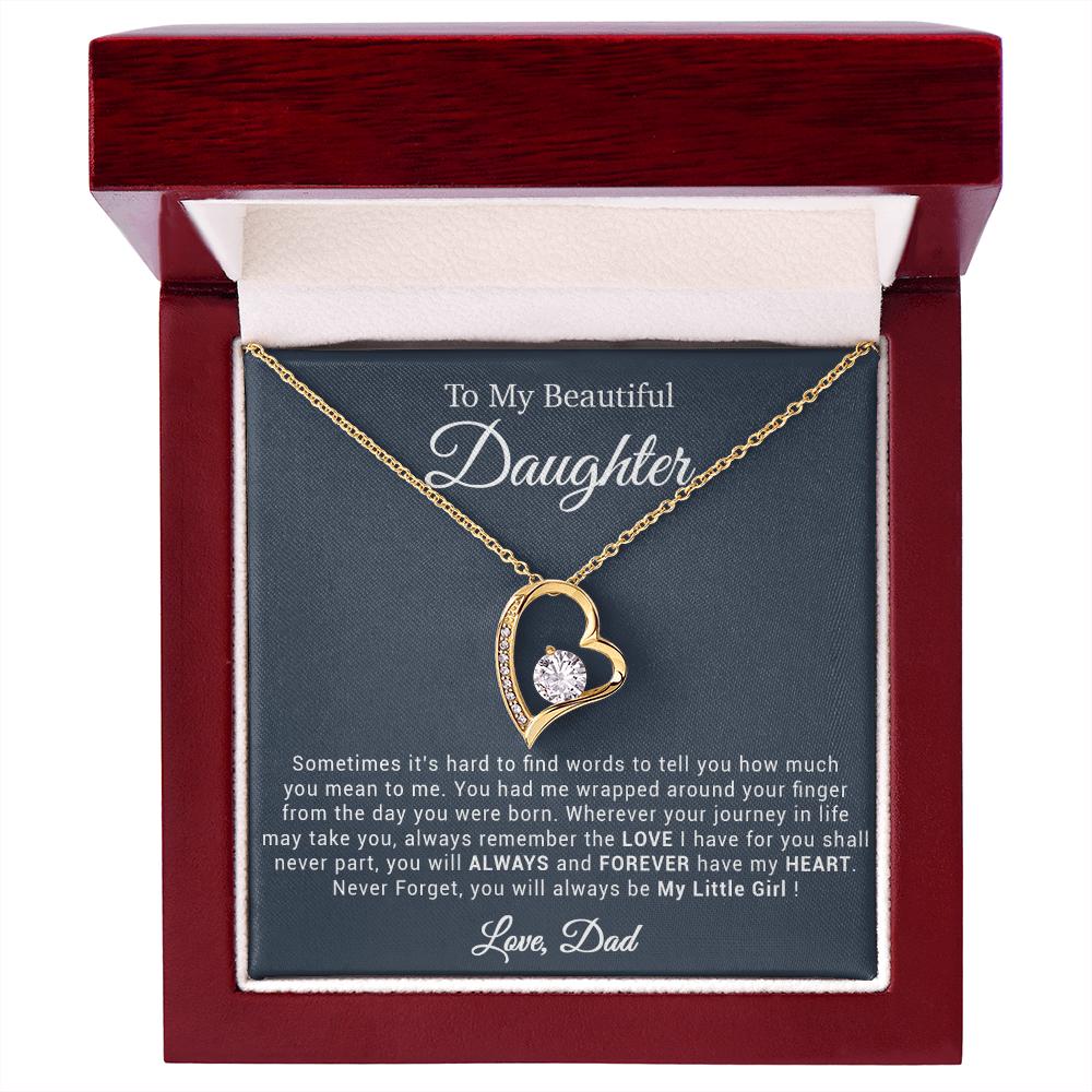To My Daughter Necklace, Gift for Daughter from Dad, Father Daughter Necklace 20_4_Black