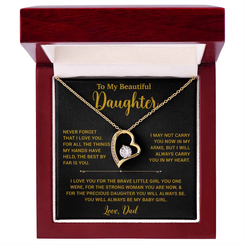 To My Daughter Necklace, Gift for Daughter from Dad, Father Daughter Necklace 14_6_Gold