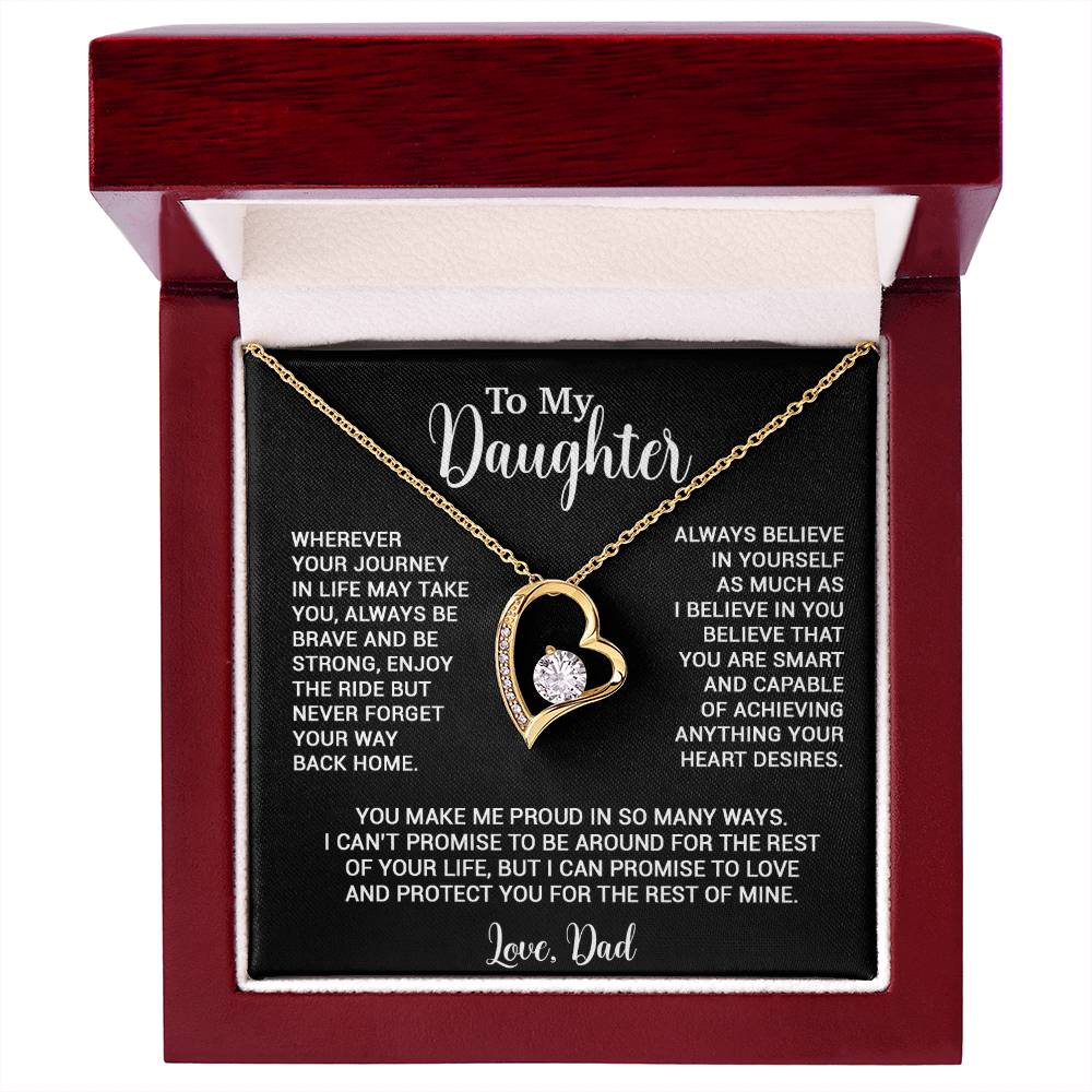 To My Daughter Necklace, Gift for Daughter from Dad, Father Daughter Necklace 3_6_Black