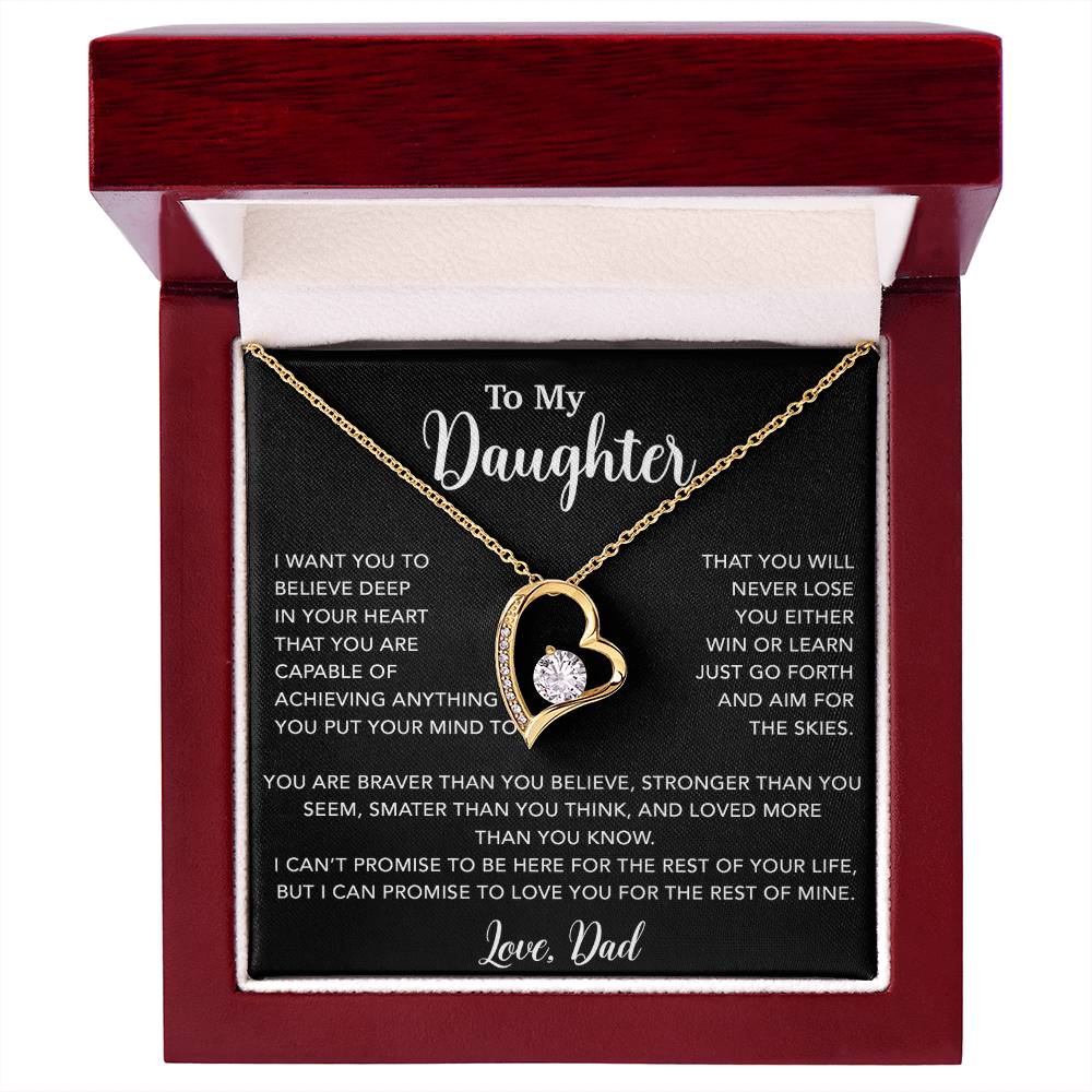 To My Daughter Necklace, Gift for Daughter from Dad, Father Daughter Necklace 18_5_Black