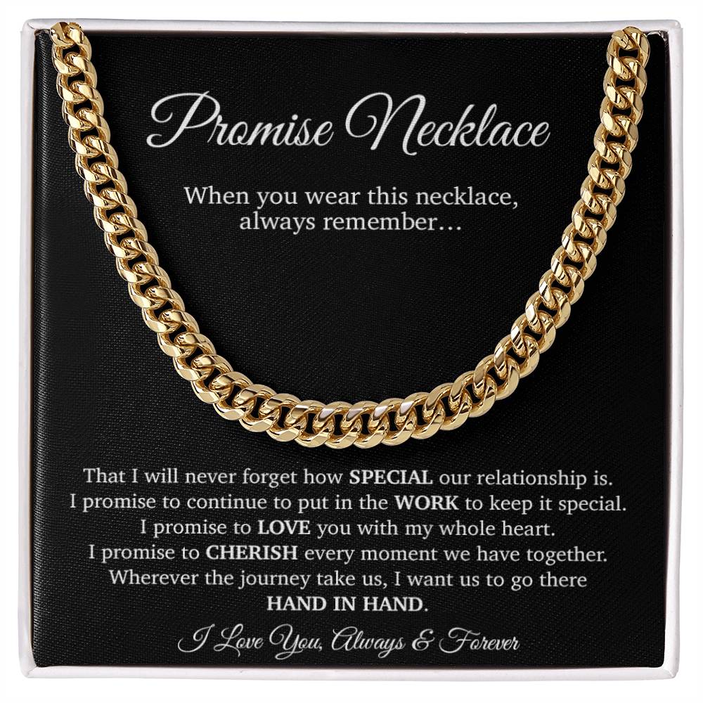Promise Necklace Gift for Him, To My Man Cuban Chain Necklace, Anniversary Gift for Boyfriend