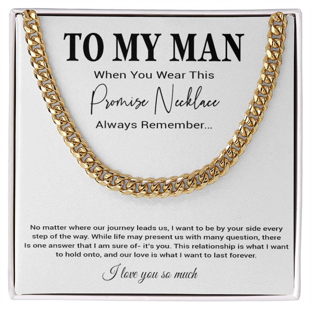 To My Man Cuban Chain Necklace, Romantic Gift for Him, Anniversary Birthday Christmas Gift