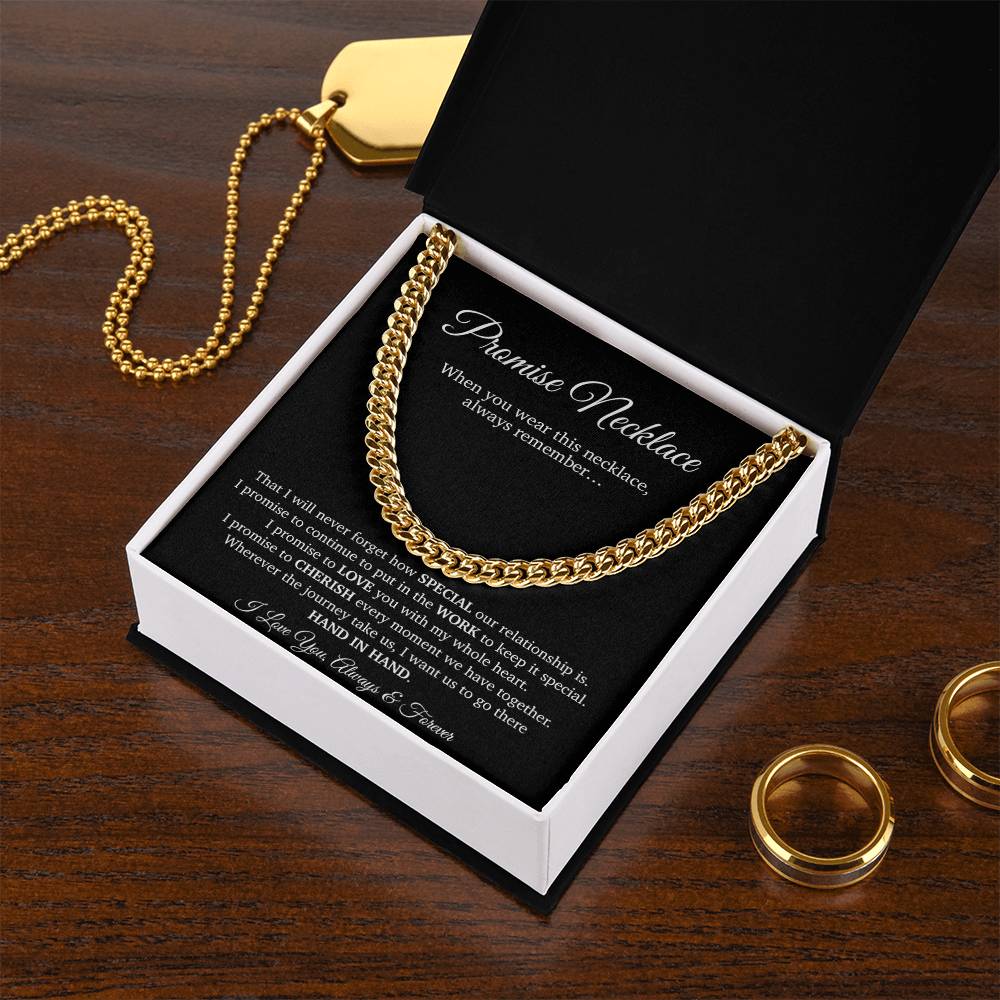 Promise Necklace Gift for Him, To My Man Cuban Chain Necklace, Anniversary Gift for Boyfriend