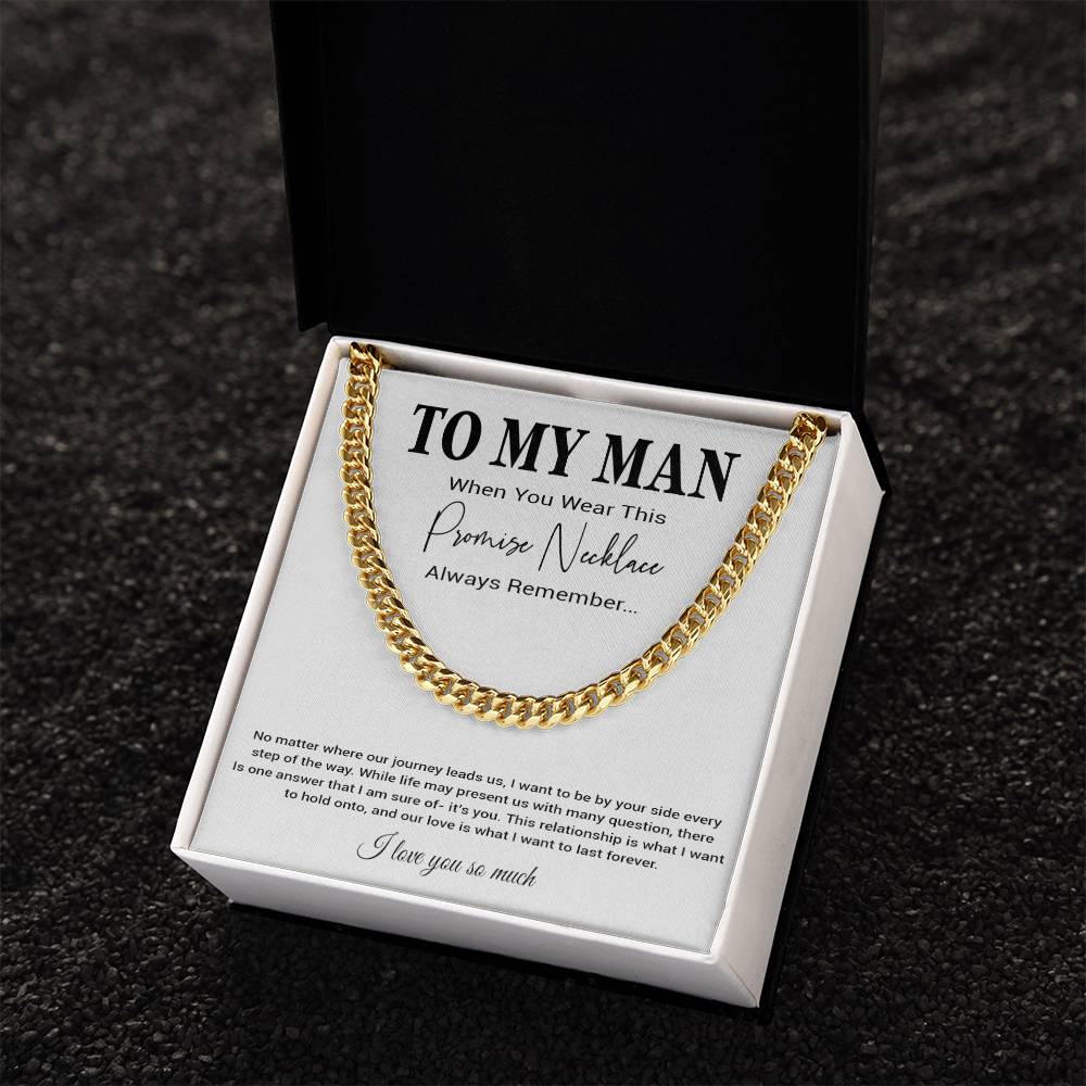 To My Man Cuban Chain Necklace, Romantic Gift for Him, Anniversary Birthday Christmas Gift