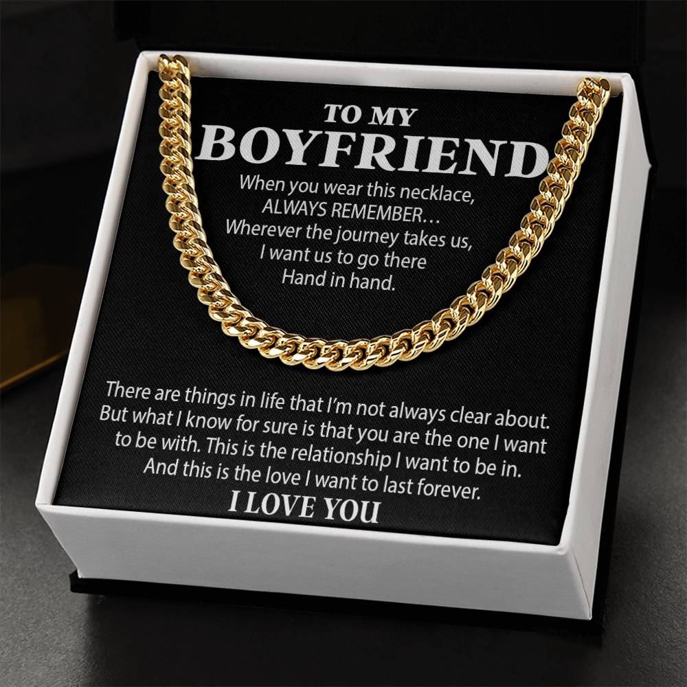 Boyfriend Cuban Chain Necklace, Promise Necklace For Boyfriend, Boyfriend Necklace
