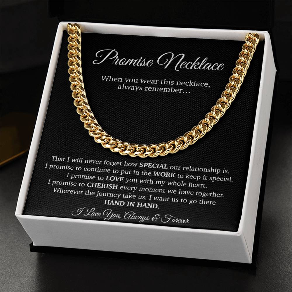 Promise Necklace Gift for Him, To My Man Cuban Chain Necklace, Anniversary Gift for Boyfriend