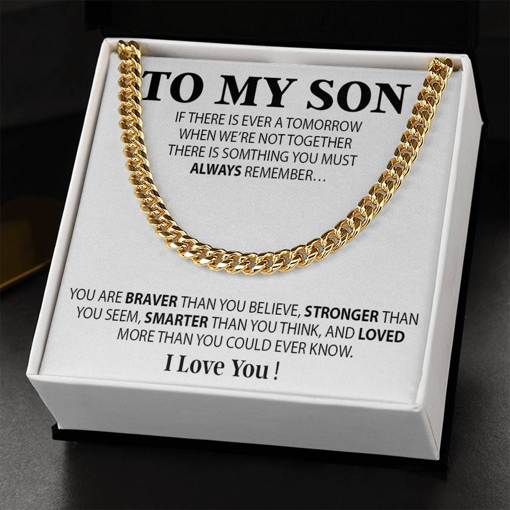 To My Son Cuban Chain Necklace, Sentimental gift for Son from Mom, Son Birthday Gift, Christmas Gift for Son