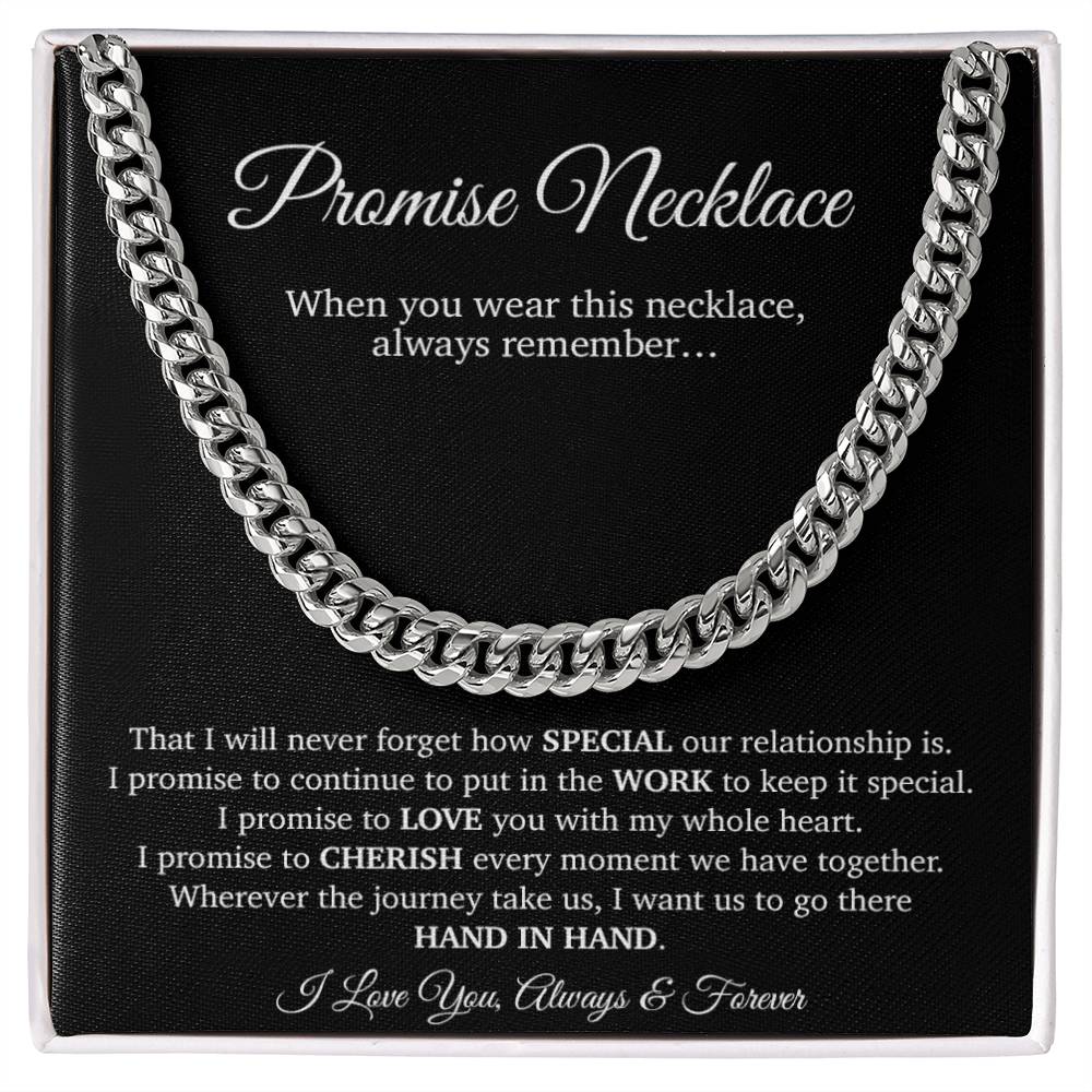 Promise Necklace Gift for Him, To My Man Cuban Chain Necklace, Anniversary Gift for Boyfriend