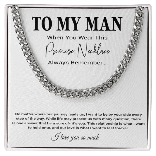 To My Man Cuban Chain Necklace, Romantic Gift for Him, Anniversary Birthday Christmas Gift