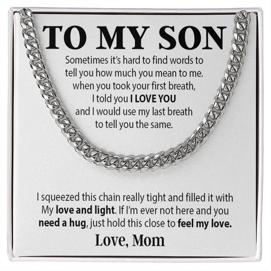 To My Son Cuban Chain Necklace, Sentimental gift for Son from Mom, Son Birthday Gift, Christmas Gift for Son