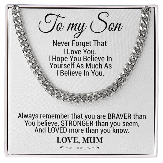 To My Son Cuban Chain Necklace, Gift For Son From Mother, Christmas Gifts