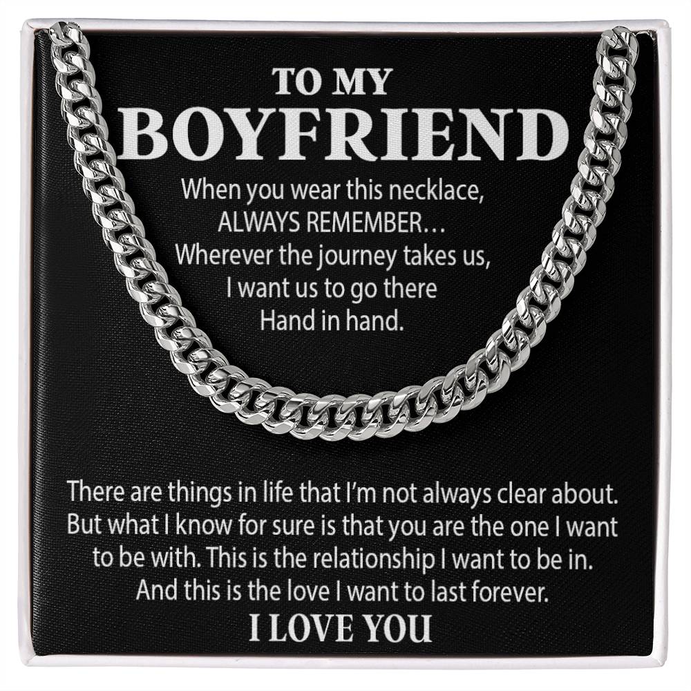 Boyfriend Cuban Chain Necklace, Promise Necklace For Boyfriend, Boyfriend Necklace
