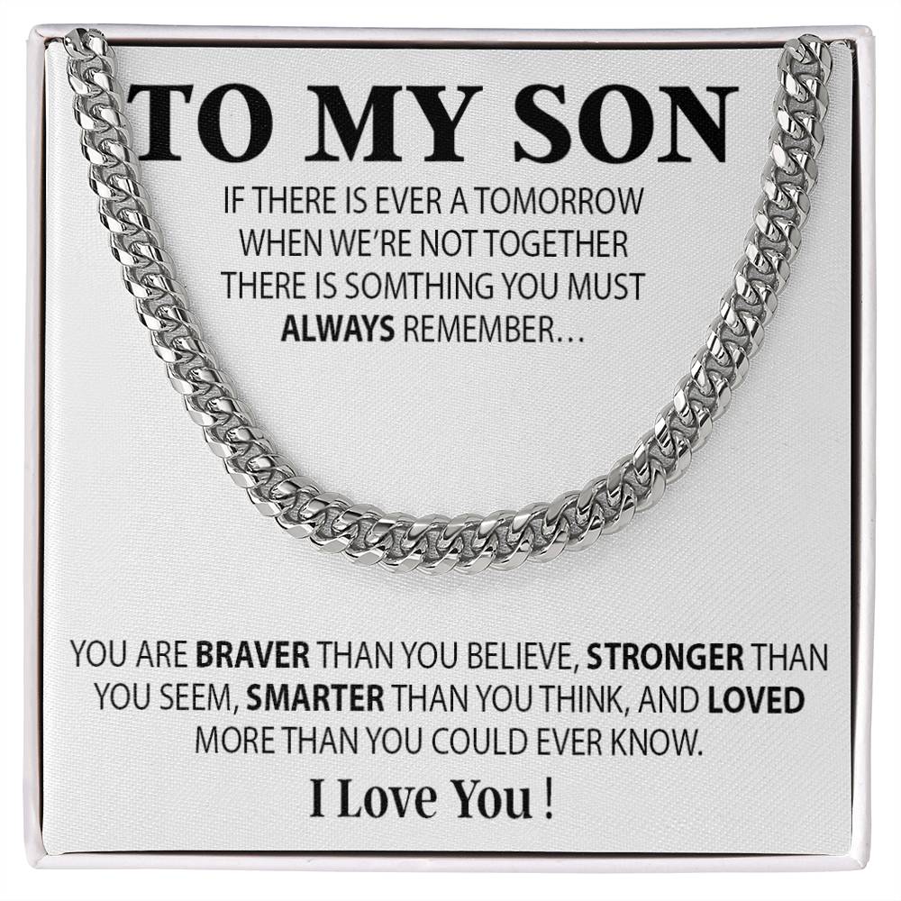 To My Son Cuban Chain Necklace, Sentimental gift for Son from Mom, Son Birthday Gift, Christmas Gift for Son