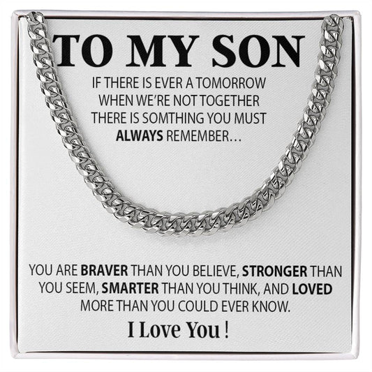To My Son Cuban Chain Necklace, Sentimental gift for Son from Mom, Son Birthday Gift, Christmas Gift for Son