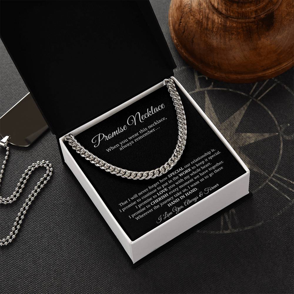 Promise Necklace Gift for Him, To My Man Cuban Chain Necklace, Anniversary Gift for Boyfriend