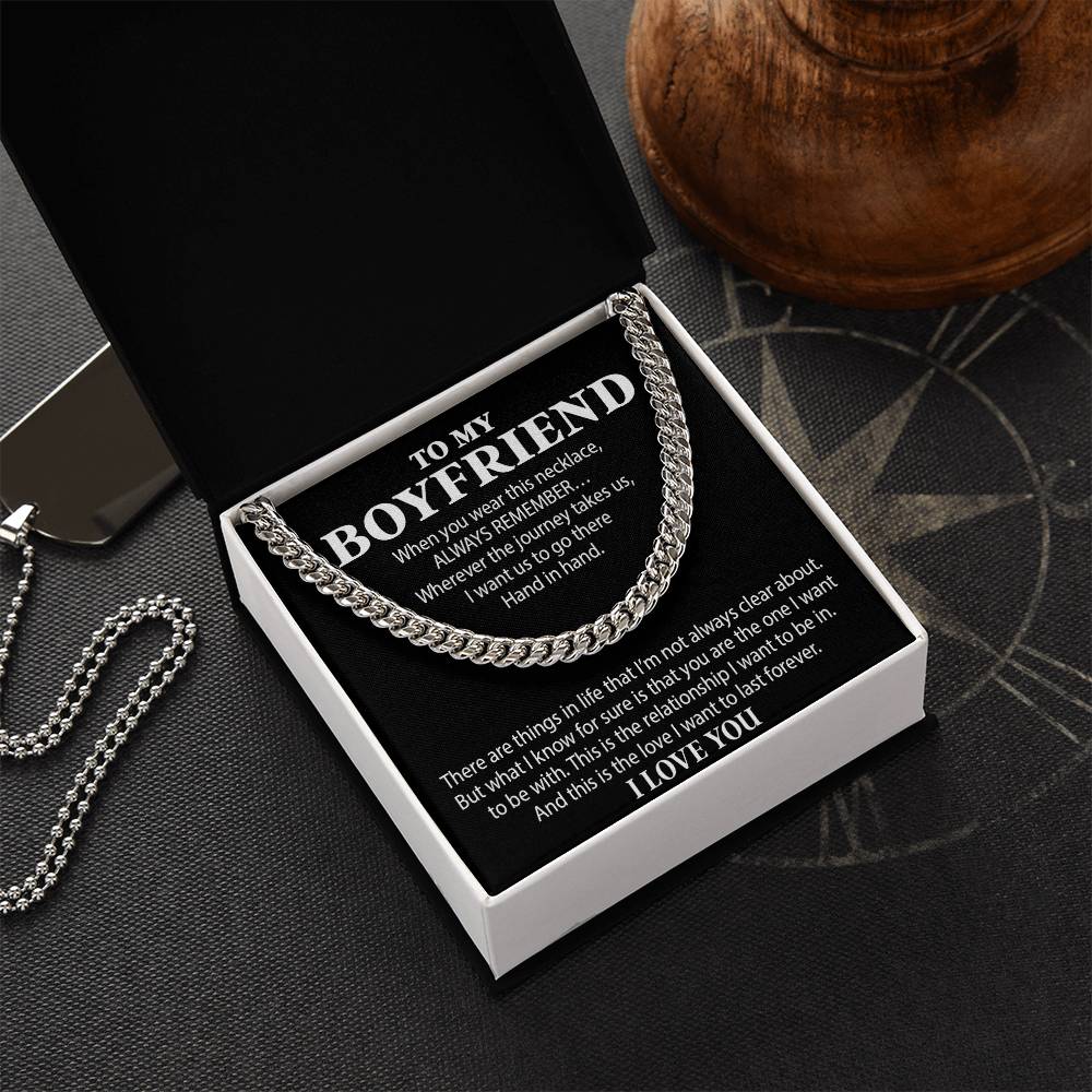 Boyfriend Cuban Chain Necklace, Promise Necklace For Boyfriend, Boyfriend Necklace