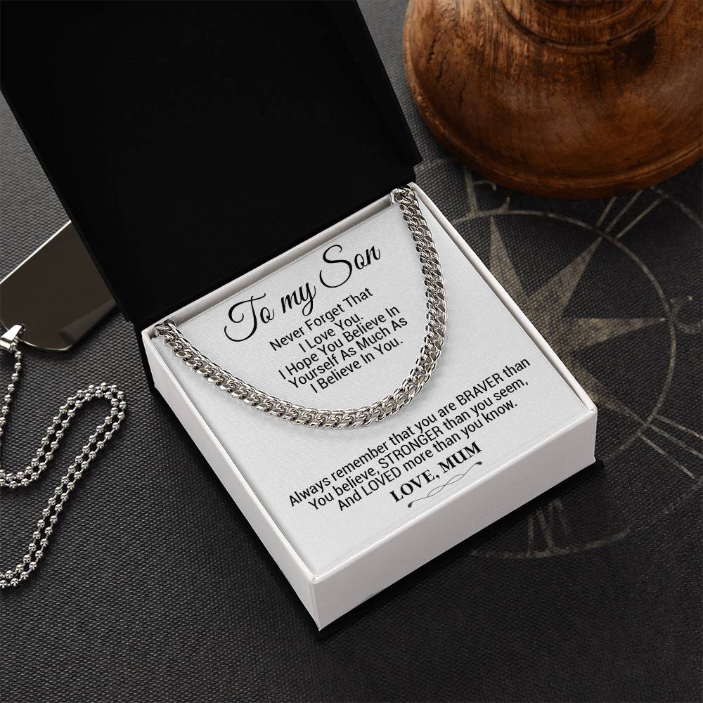 To My Son Cuban Chain Necklace, Gift For Son From Mother, Christmas Gifts