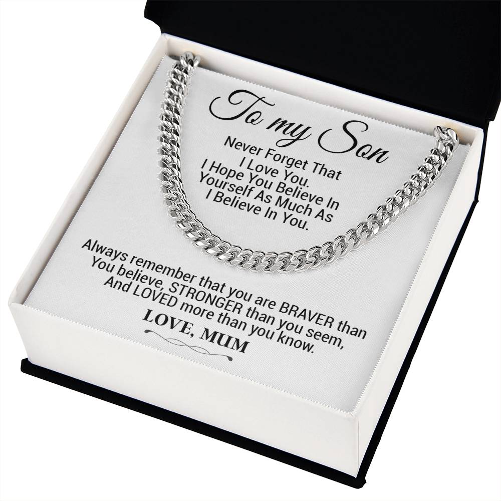 To My Son Cuban Chain Necklace, Gift For Son From Mother, Christmas Gifts