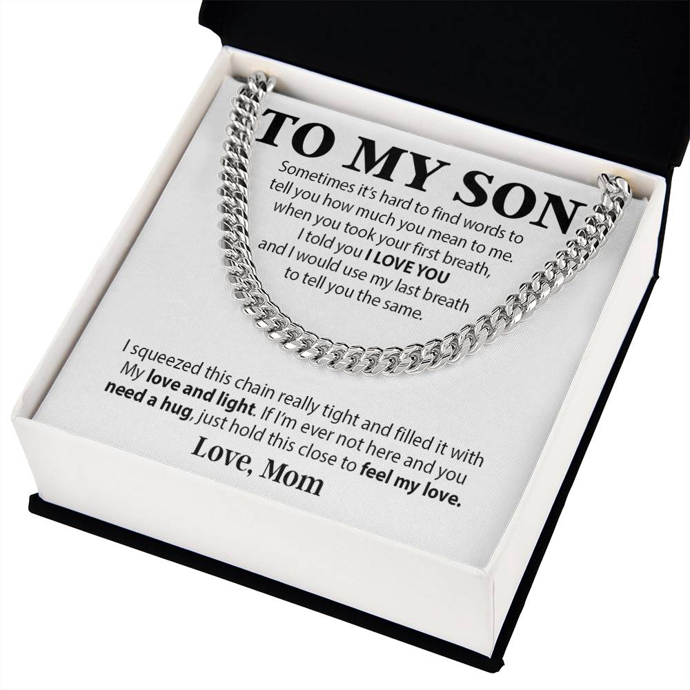 To My Son Cuban Chain Necklace, Sentimental gift for Son from Mom, Son Birthday Gift, Christmas Gift for Son