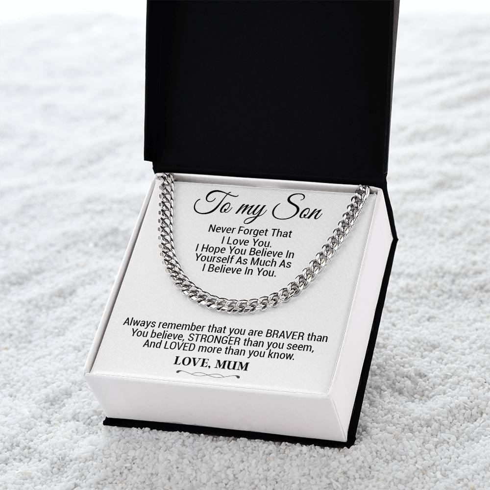 To My Son Cuban Chain Necklace, Gift For Son From Mother, Christmas Gifts