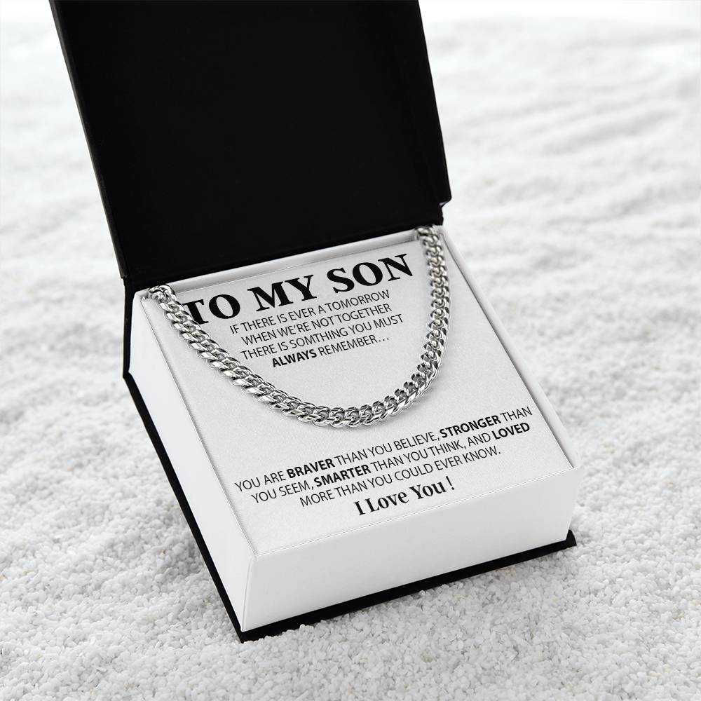 To My Son Cuban Chain Necklace, Sentimental gift for Son from Mom, Son Birthday Gift, Christmas Gift for Son