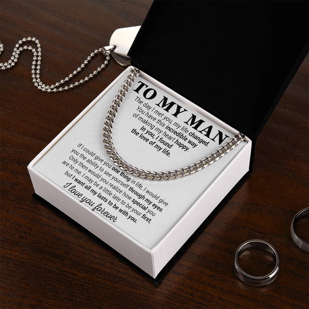 To My Man Cuban Chain Necklace, Gift for Him, Anniversary Birthday Christmas 25_5