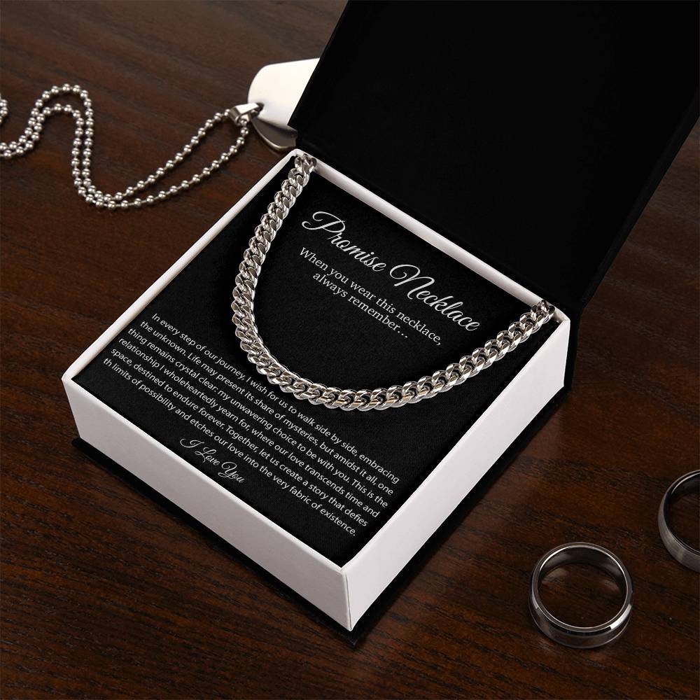 Promise Necklace Gift for Him, To My Man Cuban Chain Necklace, Anniversary Gift 1