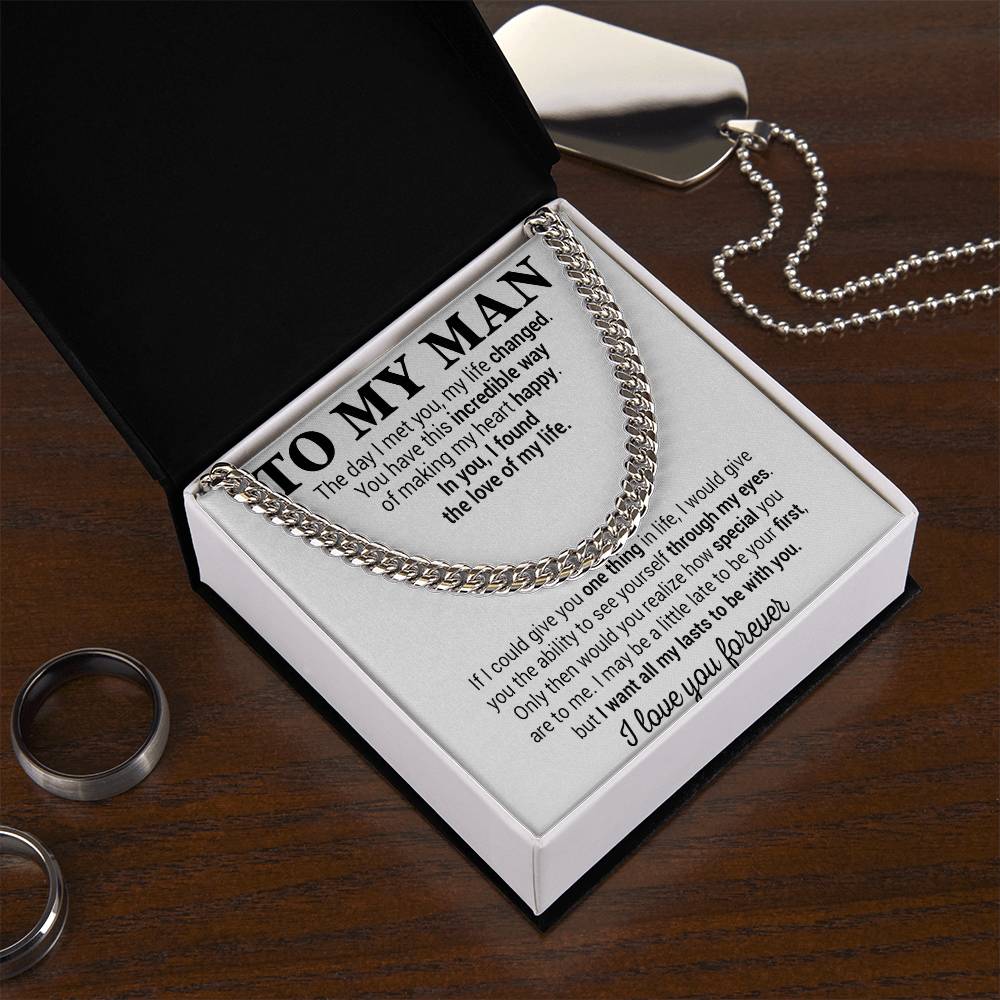 To My Man Cuban Chain Necklace, Gift for Him, Anniversary Birthday Christmas 25_5