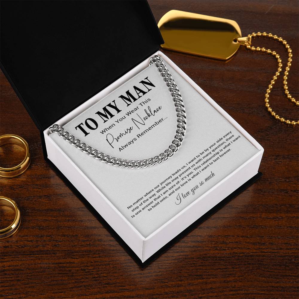 To My Man Cuban Chain Necklace, Romantic Gift for Him, Anniversary Birthday Christmas Gift
