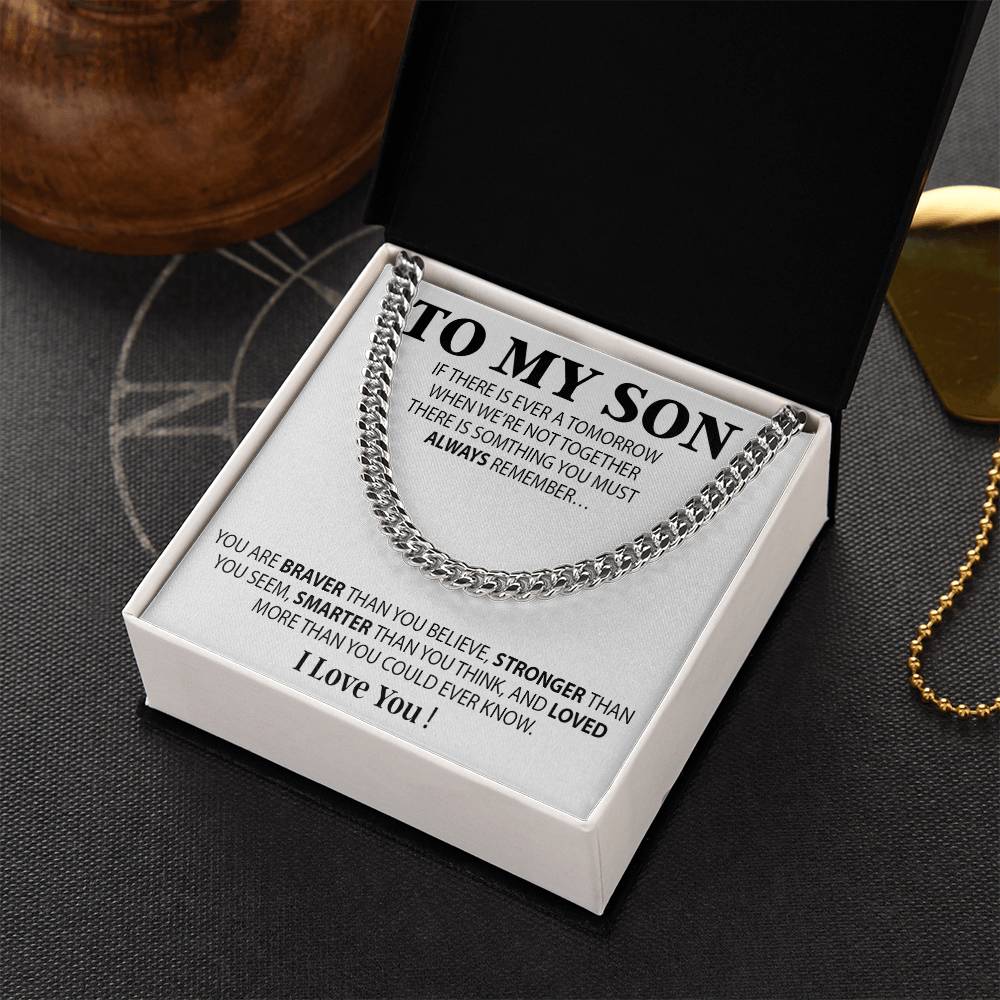 To My Son Cuban Chain Necklace, Sentimental gift for Son from Mom, Son Birthday Gift, Christmas Gift for Son